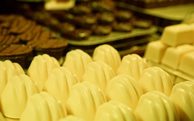 Photo of Trays full of chocolates at the Belgian Chocolate Shop, Toronto
